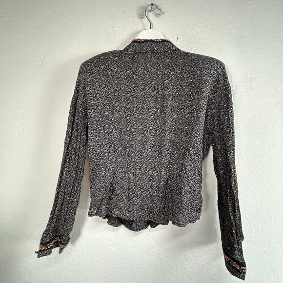 Vtg Marsha Brander Componix Women's Button Down Top 10 Long Sleeve Floral Black - Picture 2 of 12